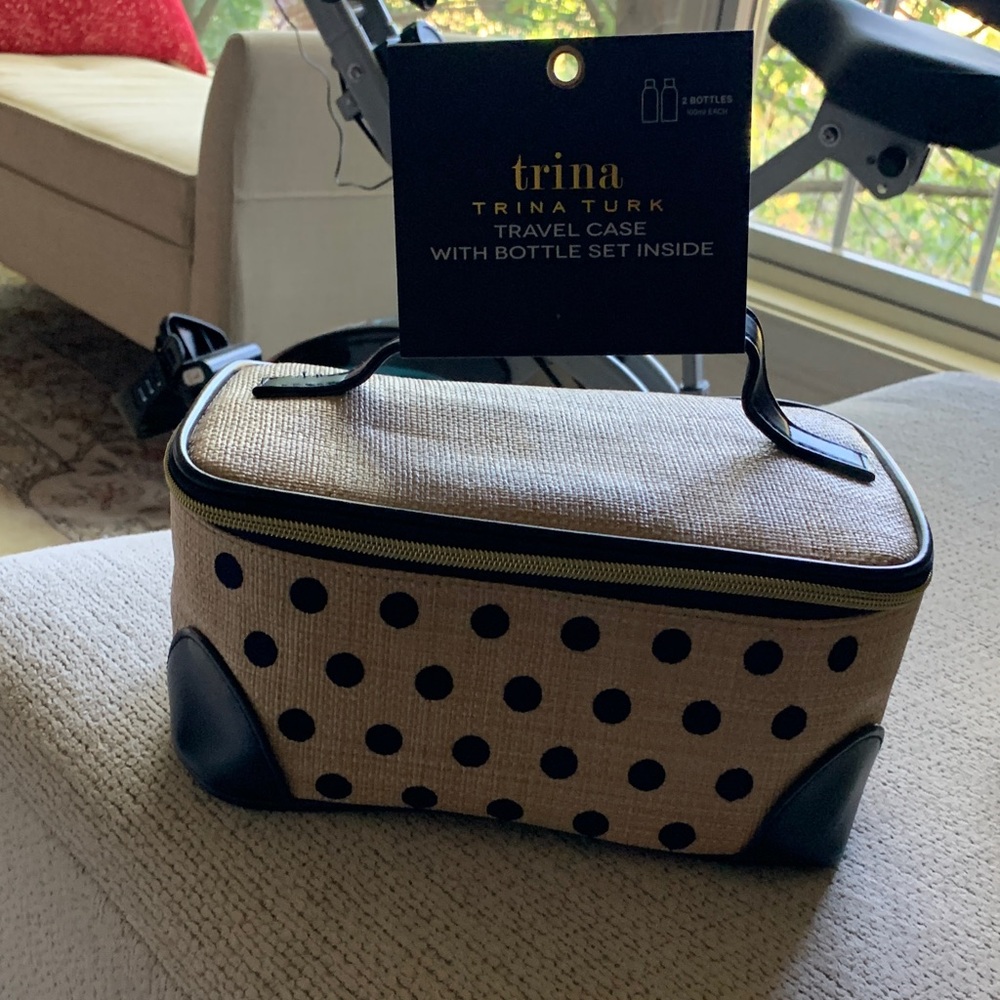 Trina Turk Black and Tan Polka Dot Travel Bag NWT